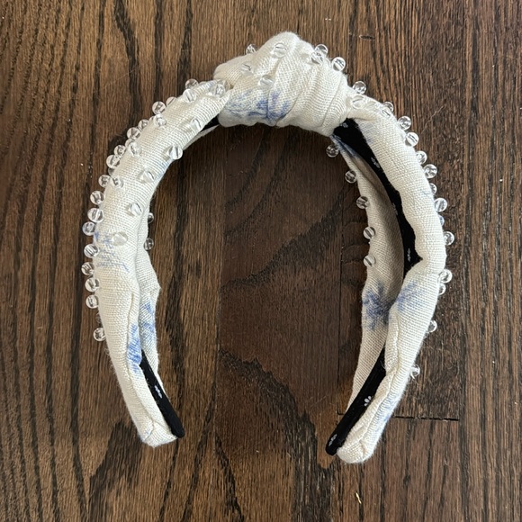 Lele Sadoughi x LoveShackFancy - Beaded Woven Headband, White and Blue, NW - Picture 2 of 5